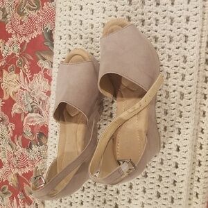 Taupe wedge heels